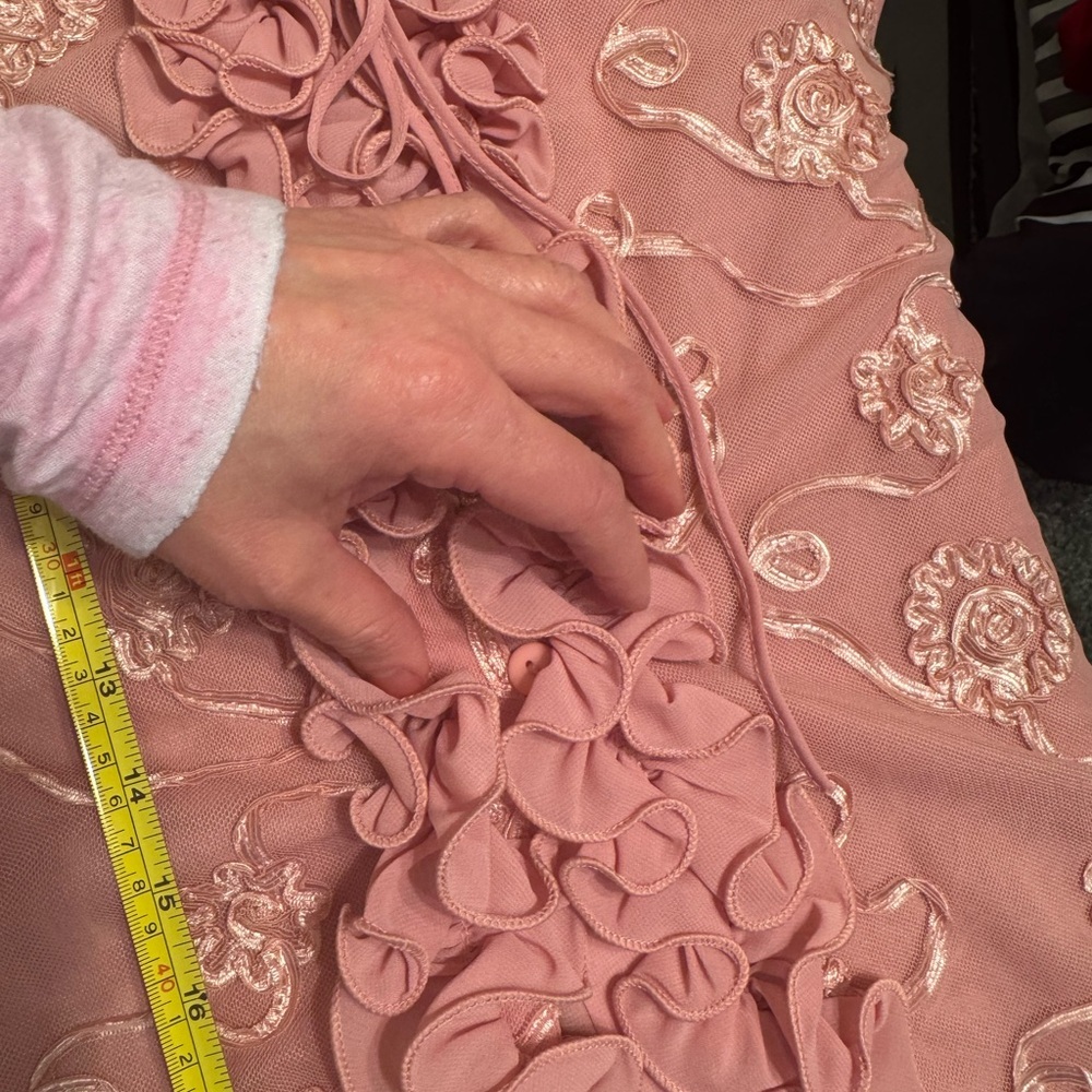Vintage Pink Embroidered Ruffle Blouse Sheer Floral Tunic Top Boho Romantic - Picture 6 of 9